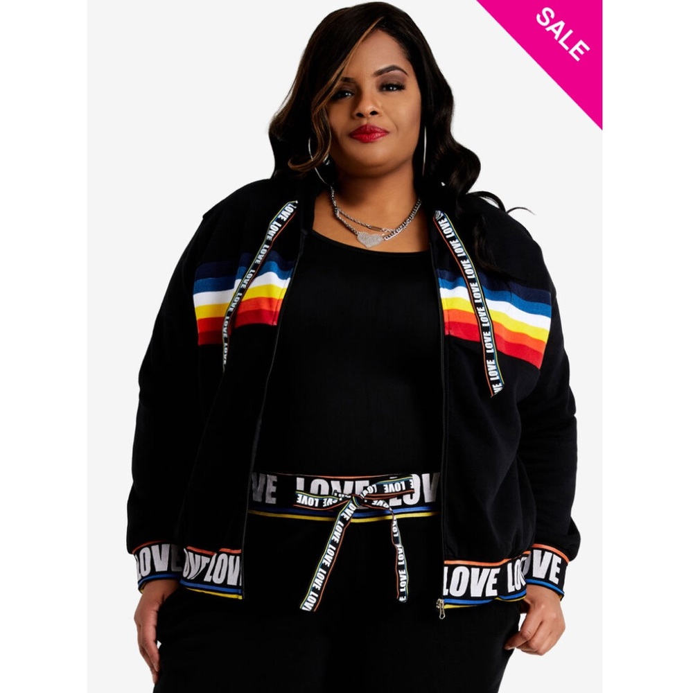 Ashley Stewart Rainbow Love Athleisure Hoodie- NWT - Picture 1 of 4